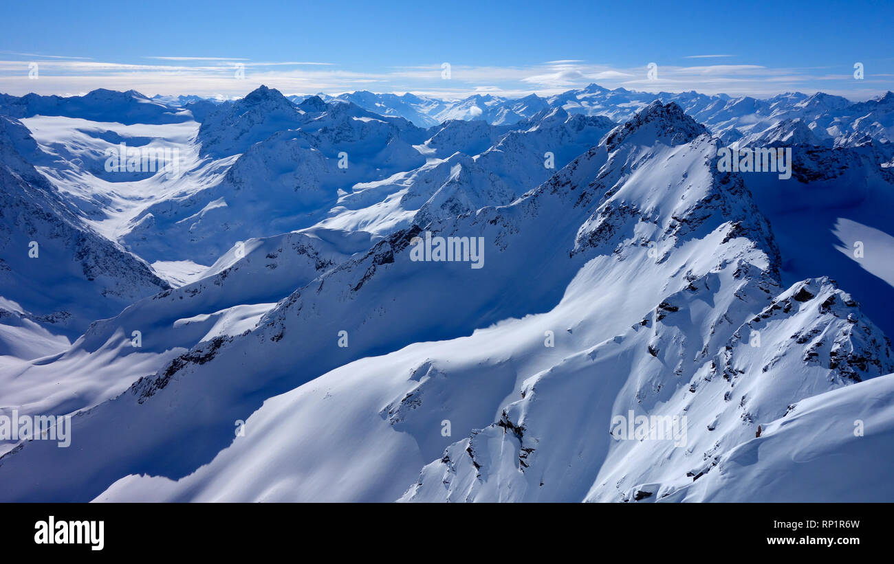 Alpen, Ski Tour in Längenthal, Weißer Kogel Stockfoto