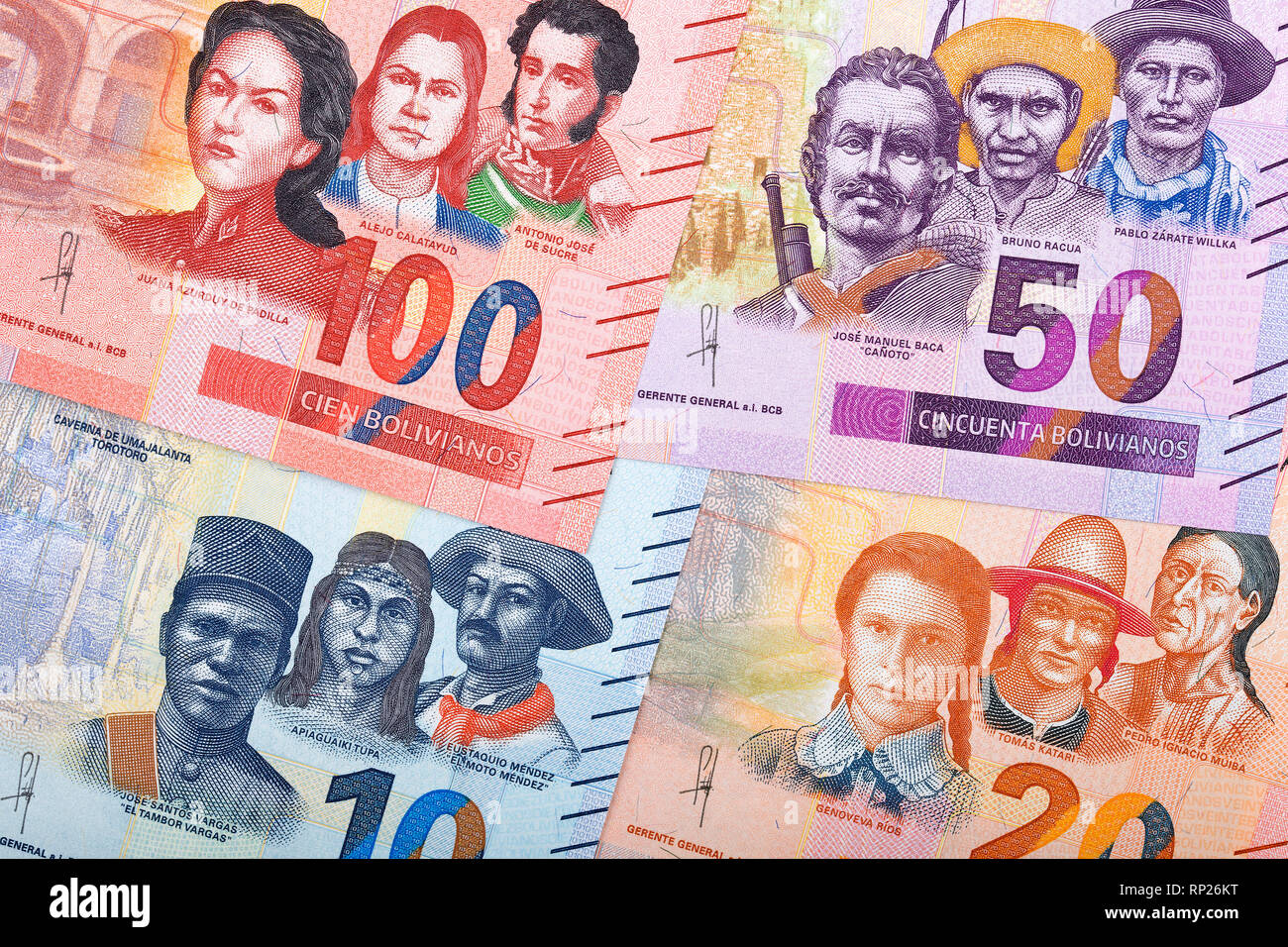 Bolivianischen Boliviano einen geschäftlichen Hintergrund Stockfoto