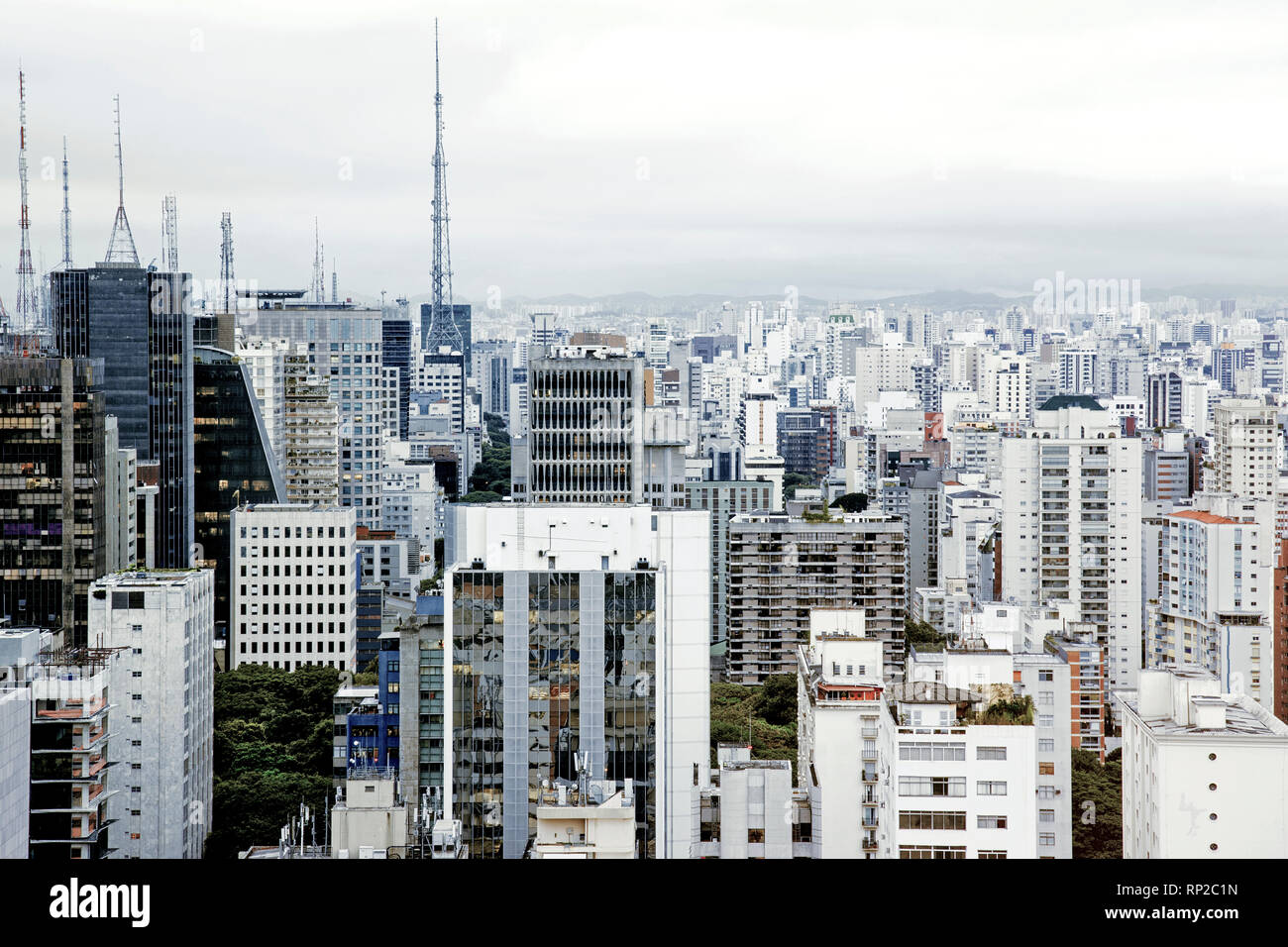 Tageslicht Schuß auf die Skyline von Central Sao Paulo, Brasilien Stockfoto