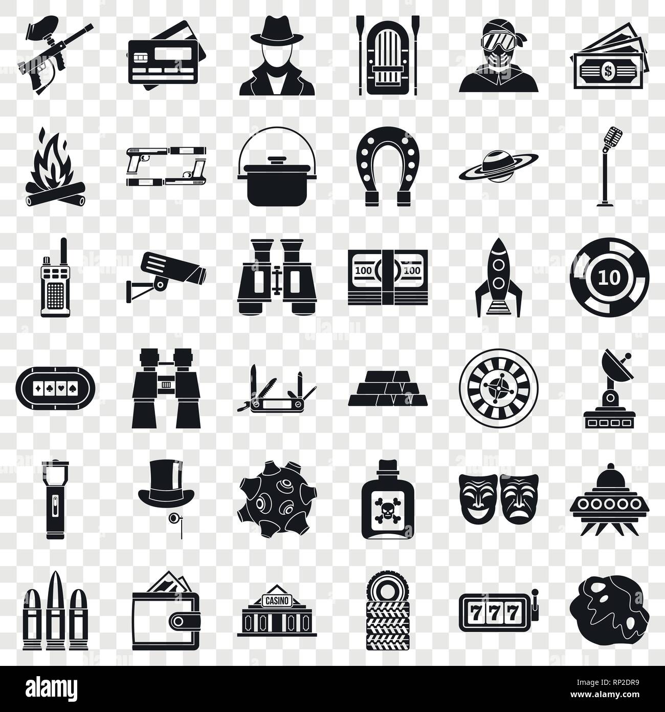 Aktive Spiele Icons Set, einfachen Stil Stock Vektor