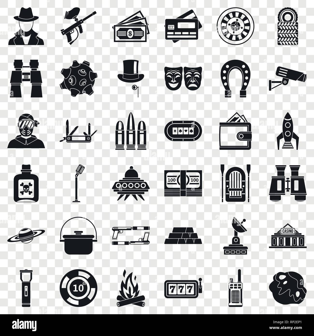 Spiel für Mann Icons Set, einfachen Stil Stock Vektor