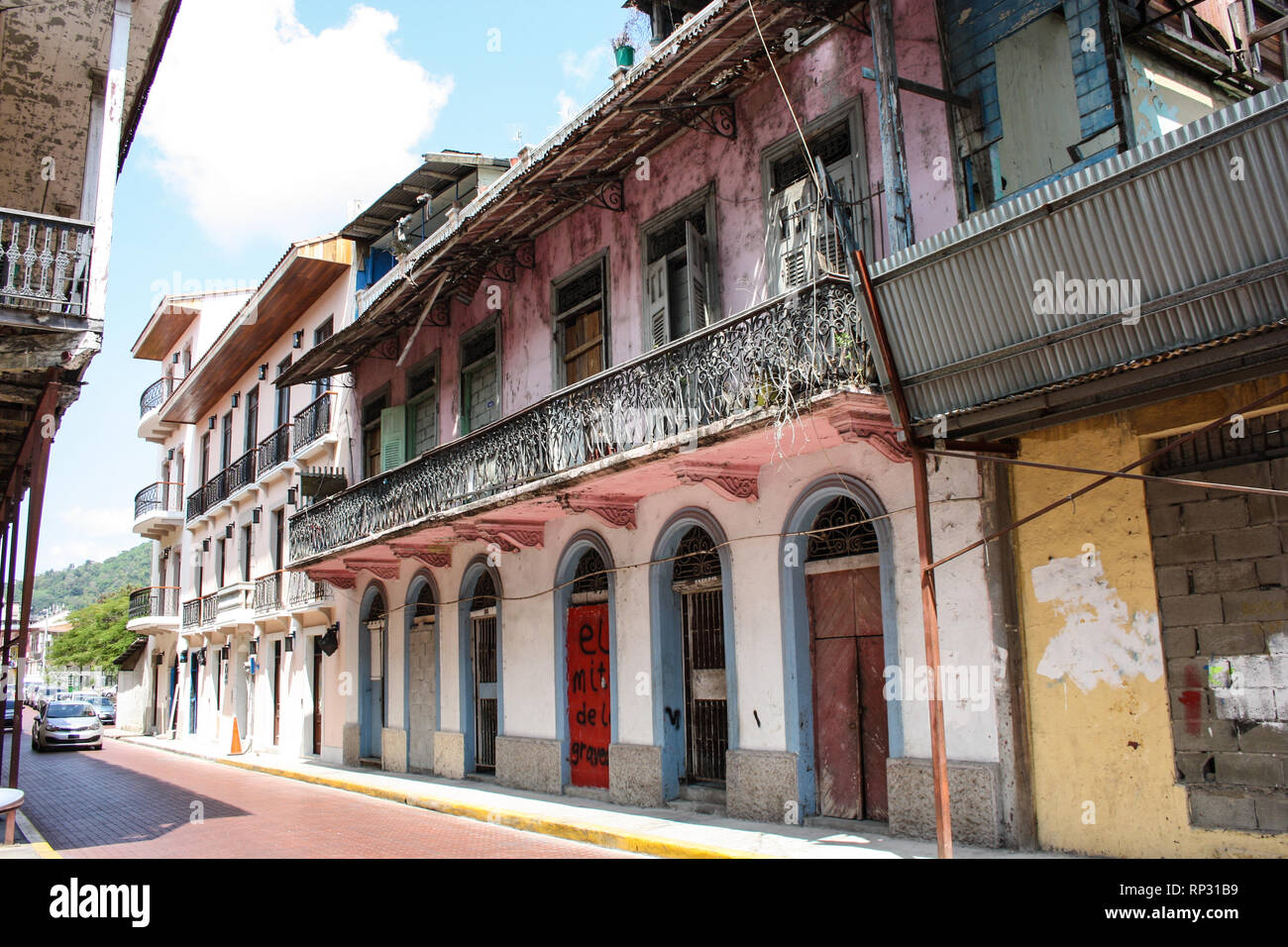 Bunte vorne in der Altstadt von Panama City Stockfoto