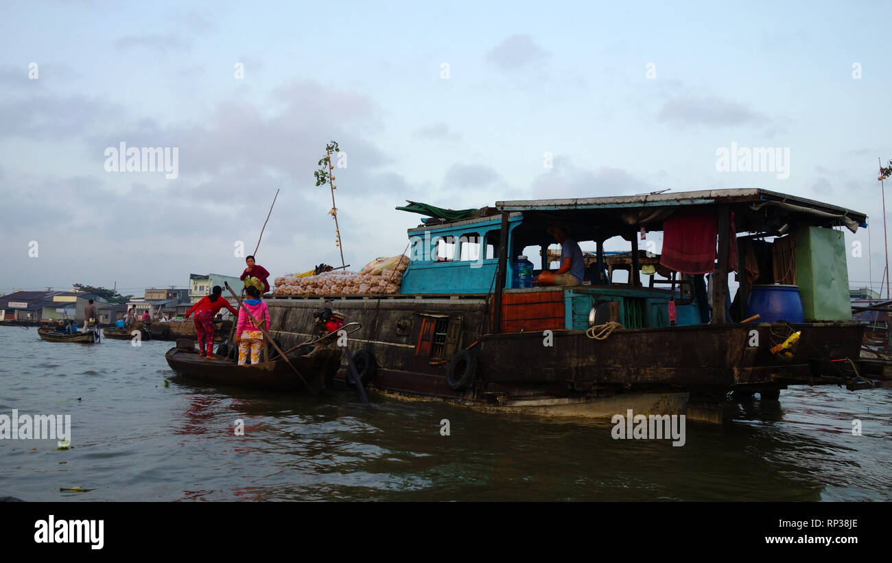 Can Tho, schwimmenden Markt, Mekong Delta, Vietnam Stockfoto