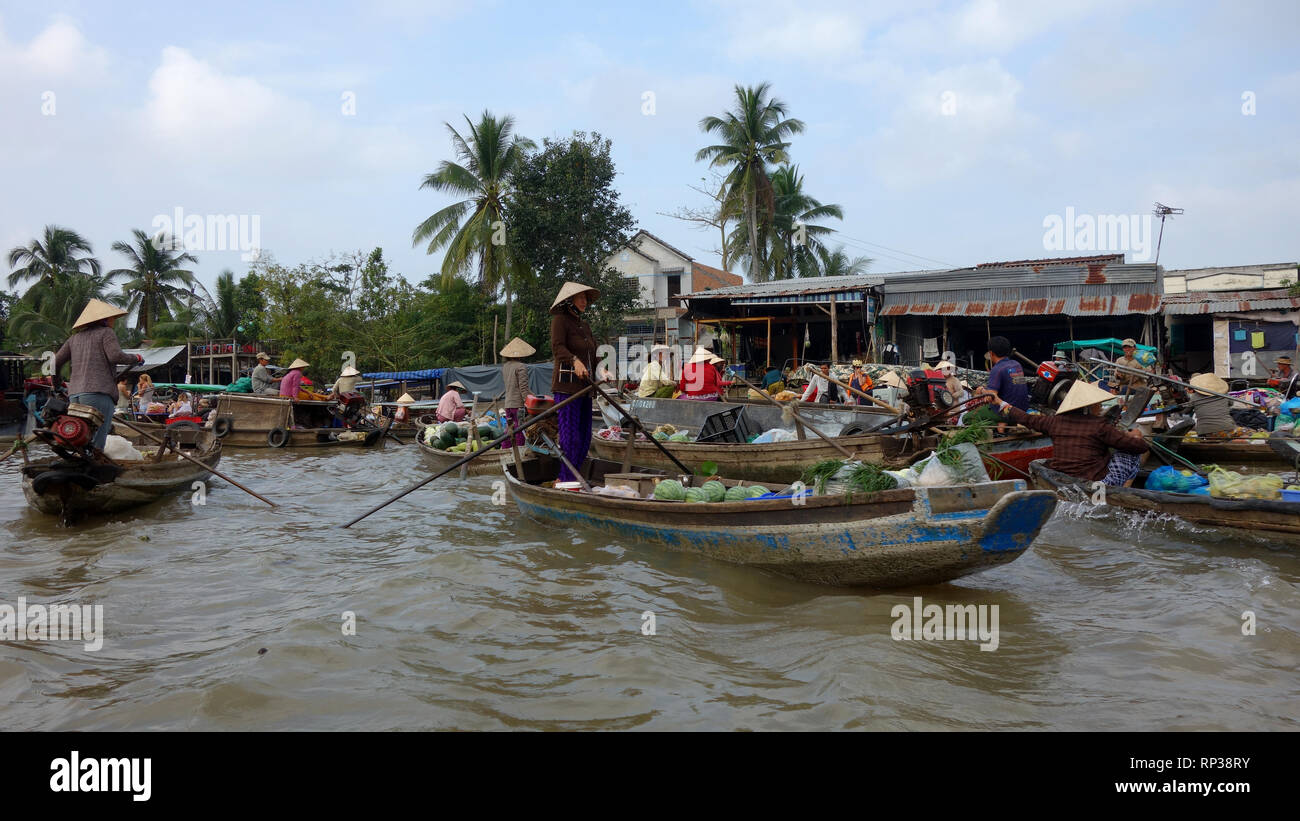 Can Tho, schwimmenden Markt, Mekong Delta, Vietnam Stockfoto