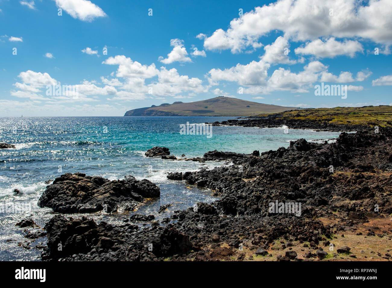 Nord-ost-Küste an Ovahe, Easter Island, Chile Stockfoto
