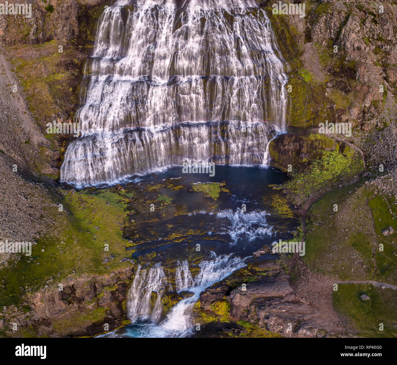 Dynjandi Wasserfall, Island Stockfoto