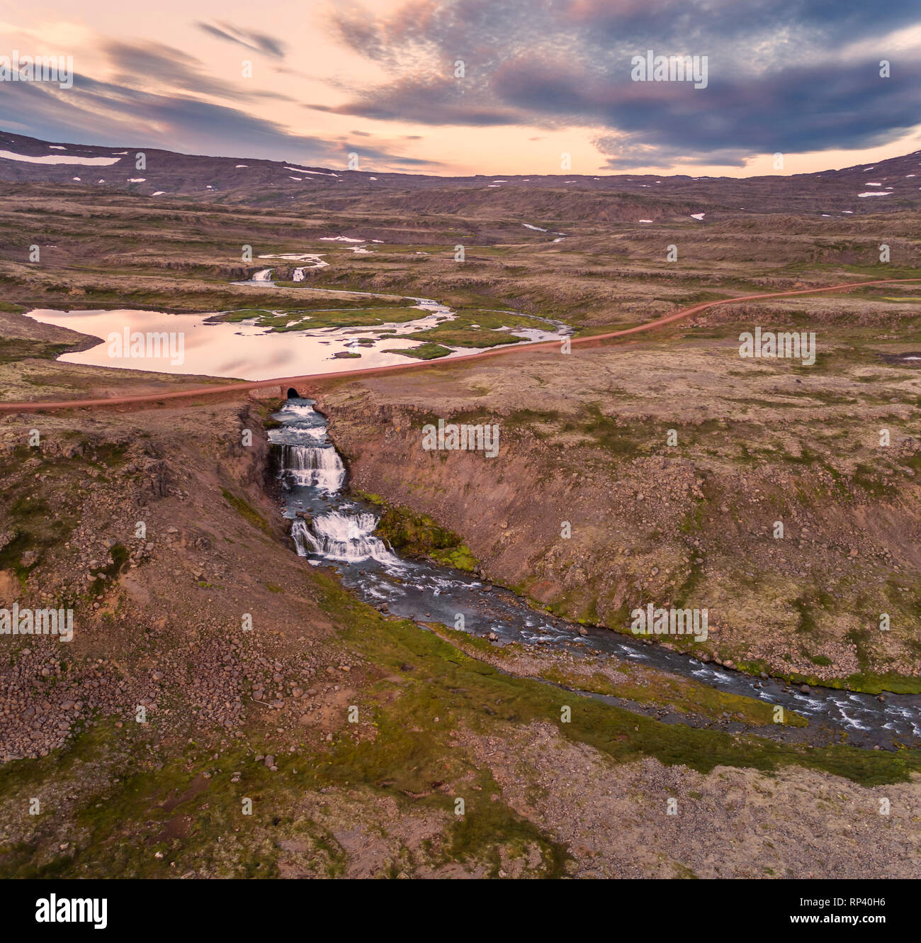 Dynjandi Wasserfall, Island Stockfoto