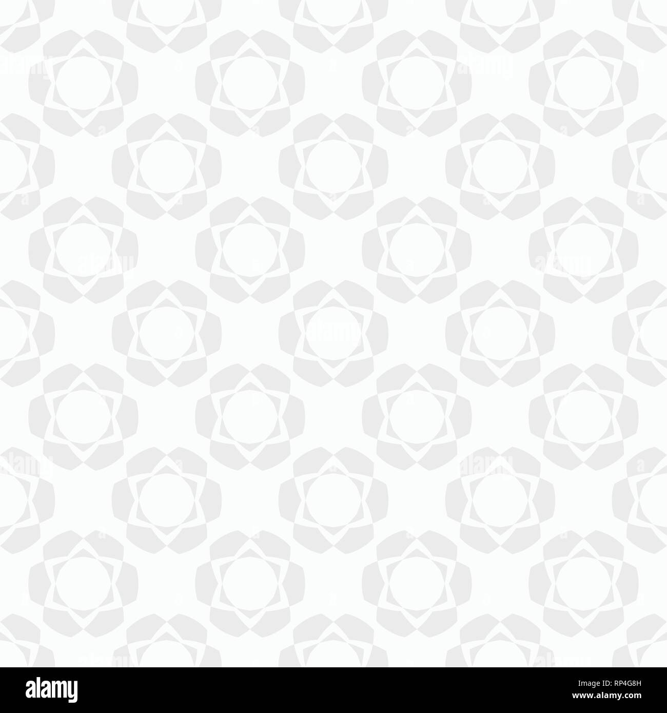 Abstrakte geometrische floralen Ornament nahtlose Muster. Symmetrische formen. Modernes, stilvolles Hintergrund. Weiße und graue geometrische Struktur. Stock Vektor