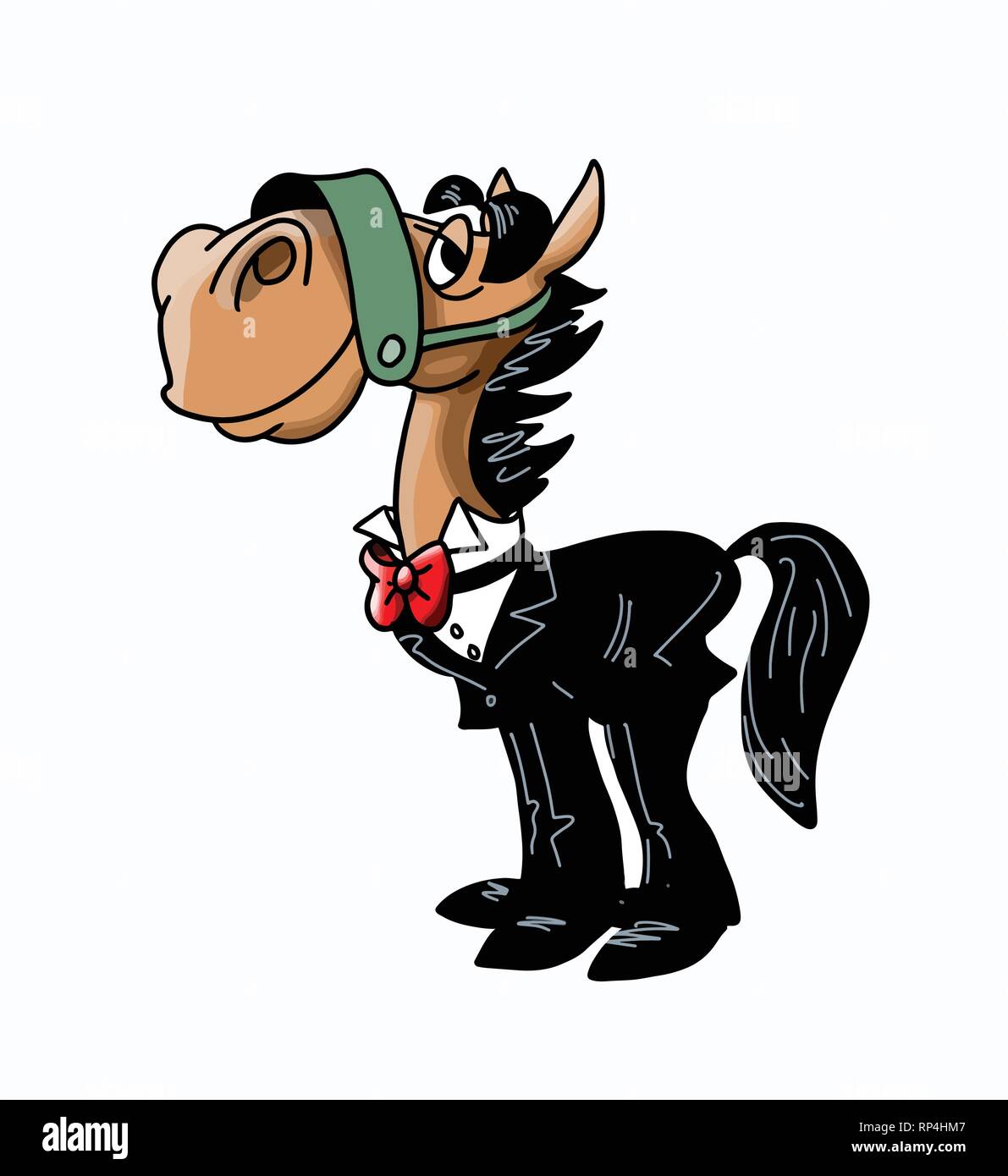 Ein cartoon Pferd einen Tuxedo für eine Kugel Partei Vektor-illustration gekleidet Stock Vektor