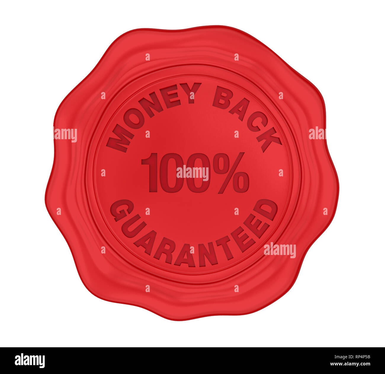 100% Geld-zurück-Garantie Wachssiegel isoliert Stockfoto