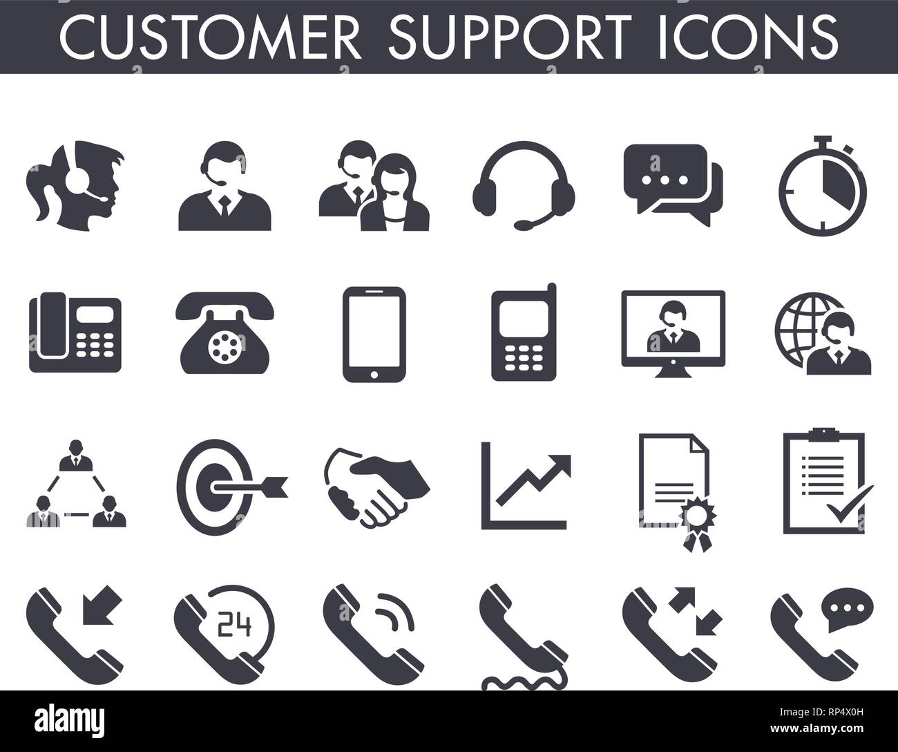 24 Kunden verschiedene Support Service Symbol Symbole Stock Vektor