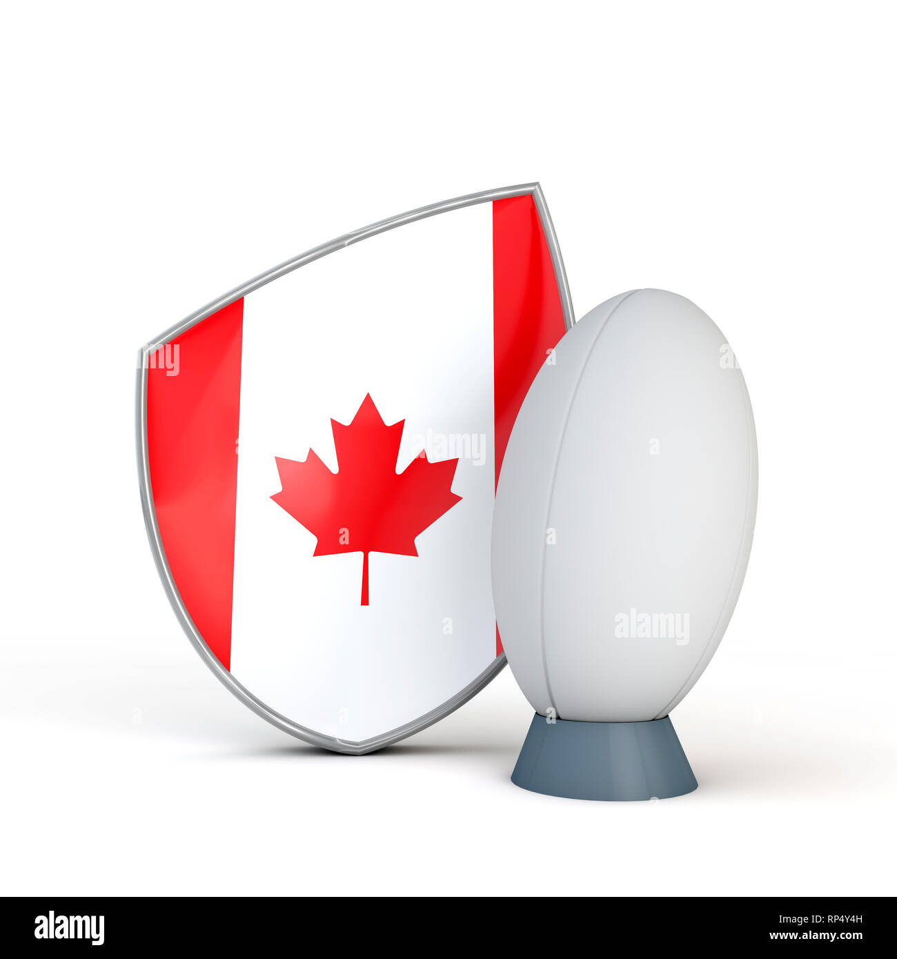 Kanada rugby Schild Fahne Symbol mit rugby ball. 3D-Rendering Stockfoto