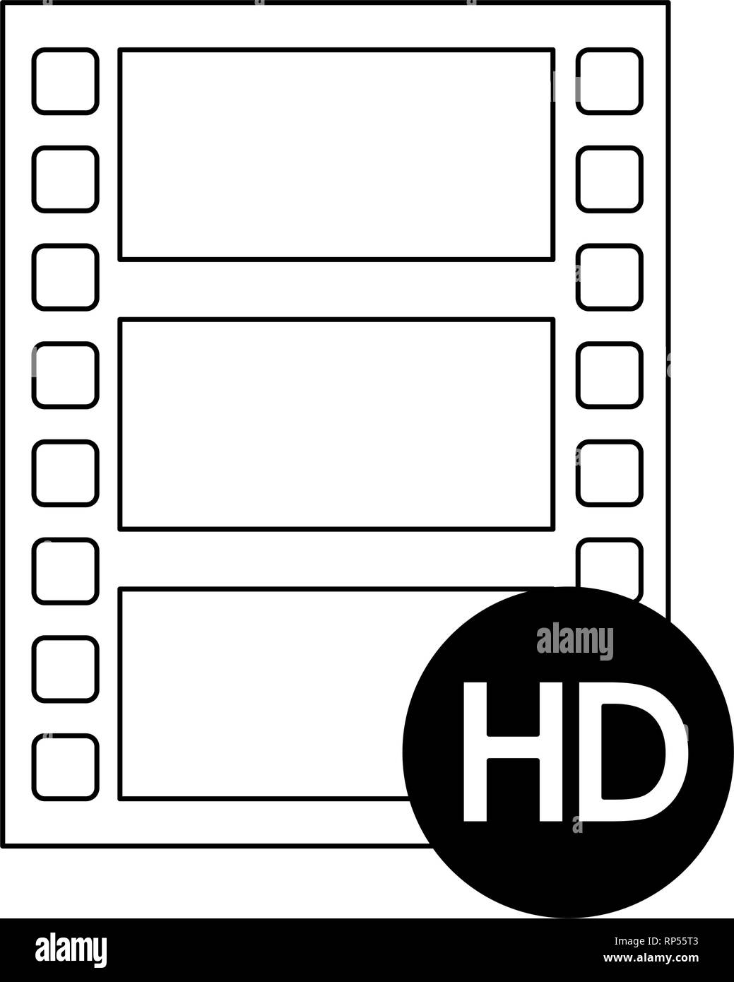 High Definition Film Symbol in Schwarz und Weiß Stock Vektor