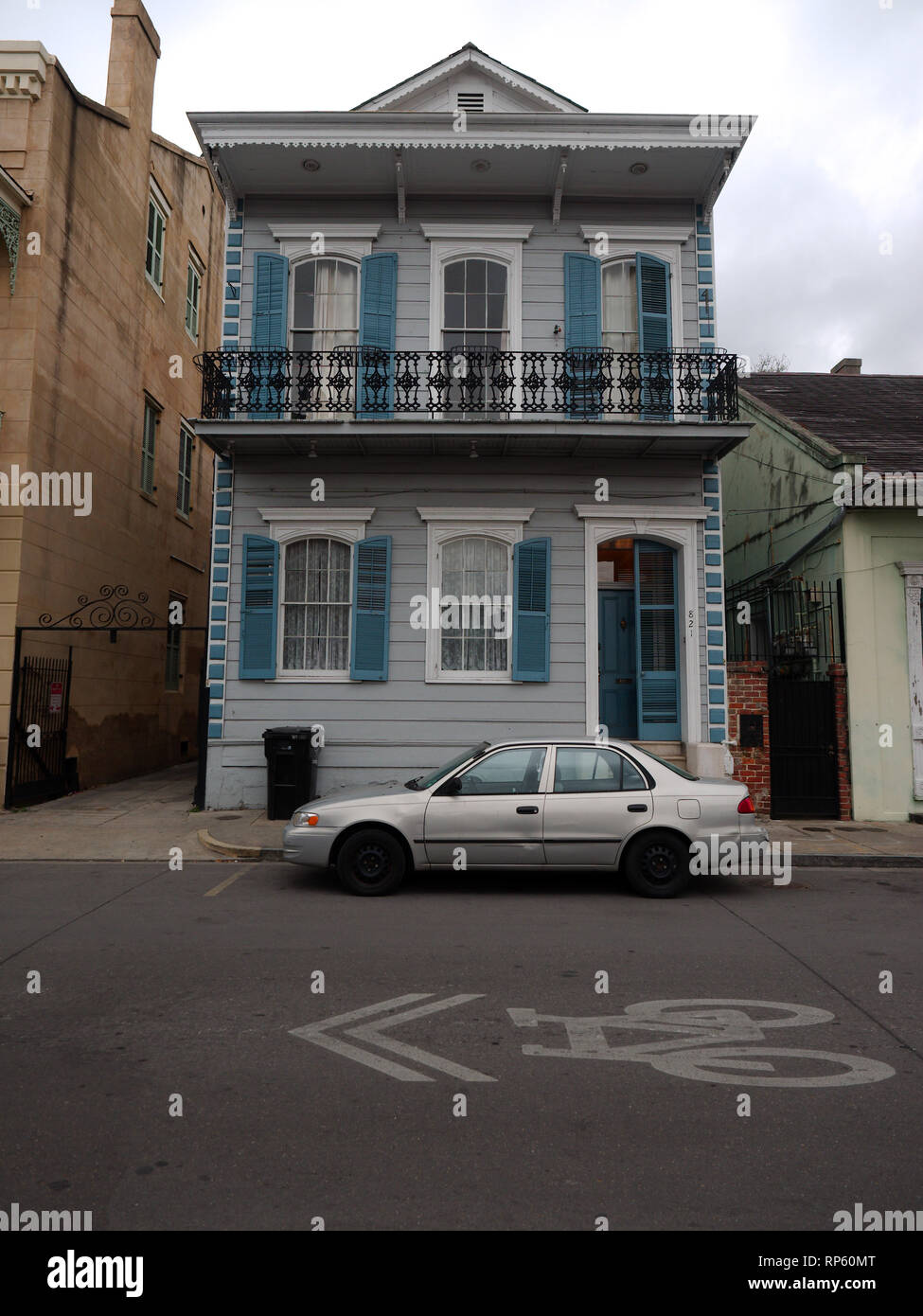 New Orleans, Louisiana, USA - 2018: ein Haus im French Quarter, im typischen Baustil der Bezirk. Stockfoto