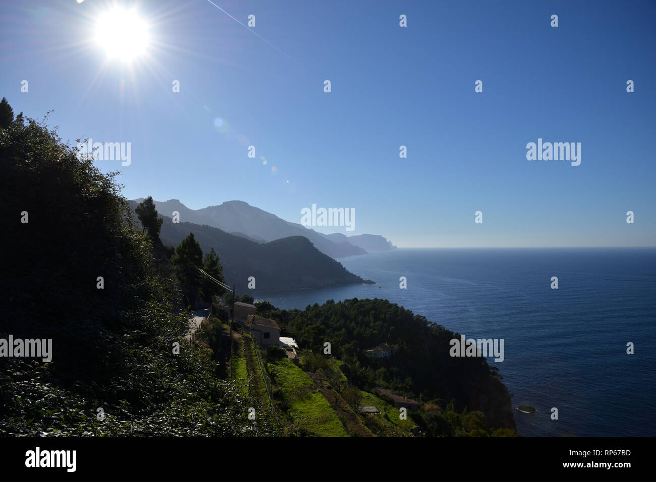 Nordwestküste Mallorcas, Banyalbufar, Mallorca, Balearen, Spanien Stockfoto
