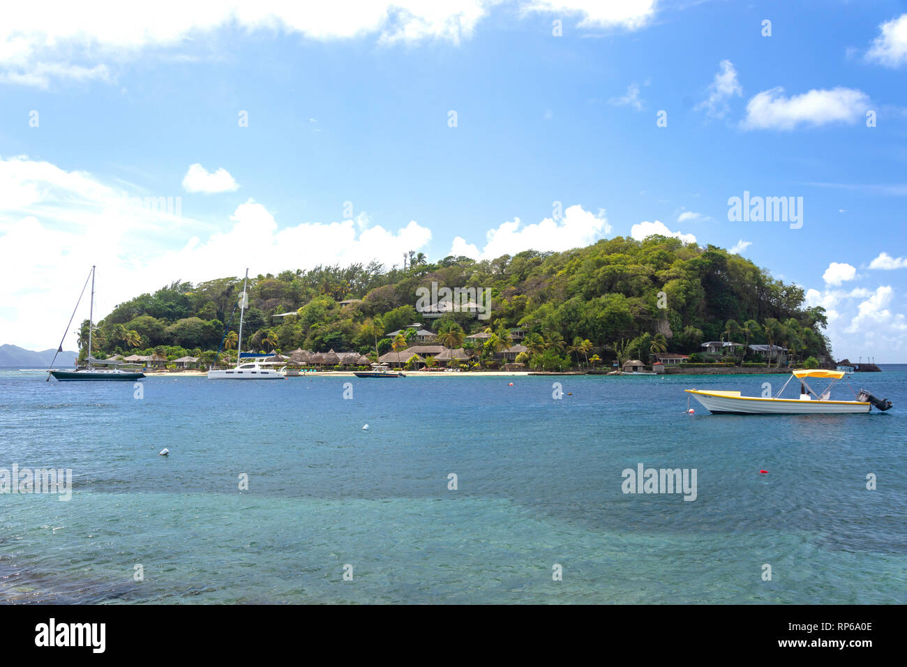 Young Island, Indian Bay, St George, Saint Vincent und die Grenadinen, Kleine Antillen, Karibik Stockfoto