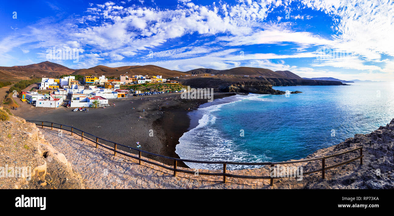 Beeindruckende Ajuy Dorf, Panoramaaussicht, Fuerteventura, Spanien. Stockfoto