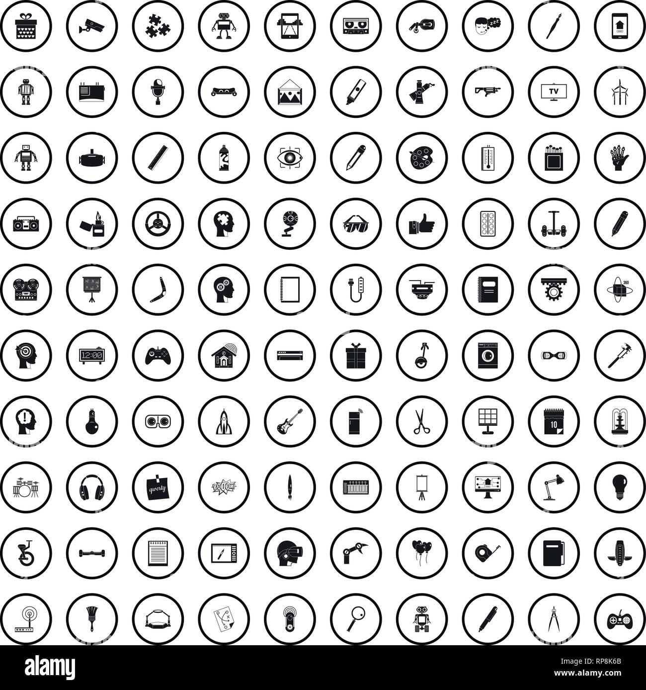 100 kreative Idee Icons Set, einfachen Stil Stock Vektor