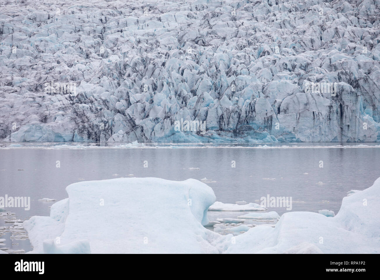 Fjallsárlón Gletschersee, Fjallsarlon, am Gletscher Gletscherlagune Fjallsjökull, Gletscherzunge, Gletschereis, Eis, Eisschollen, den Vatnajökull National Stockfoto