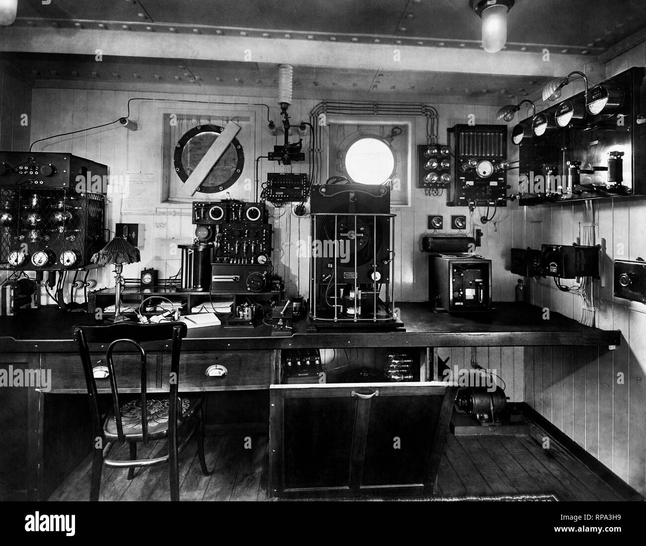 Marconi radiotelegrafischen Zimmer eines Transatlantischen, 1930 Stockfoto