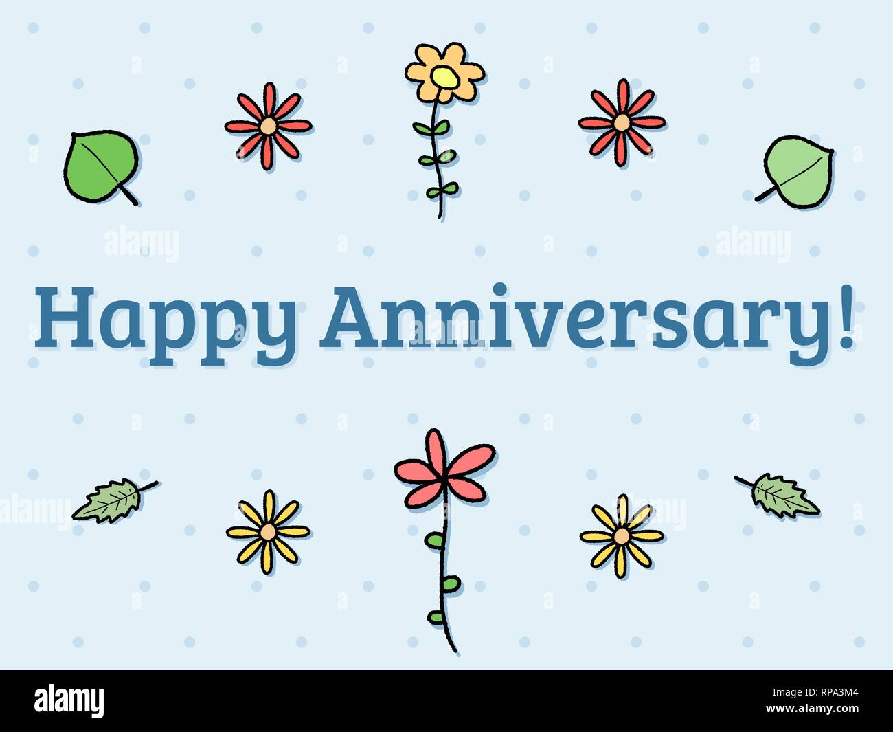 Happy Geburtstag - Grußkarte mit bunten doodle Blumen. Urlaub Feier. Stock Vektor