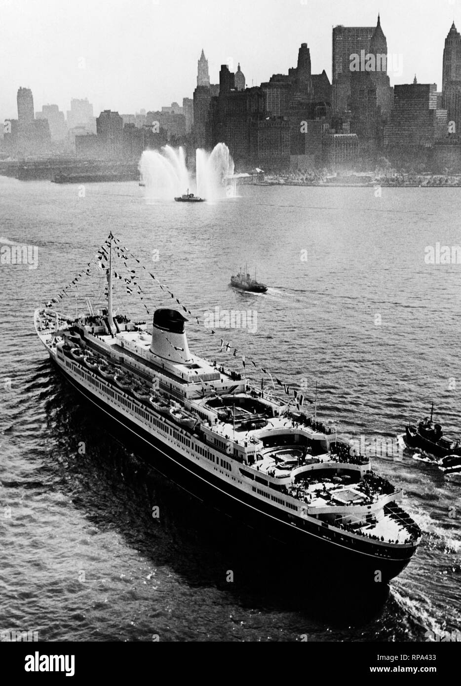 New York, Leonardo da Vinci der Zwischenlage auf seiner Jungfernfahrt 1961 Stockfoto