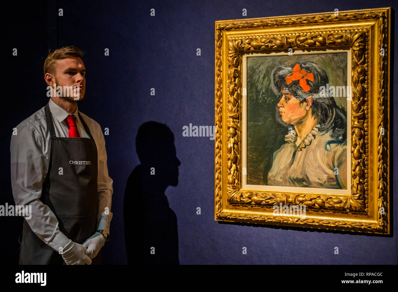 London, Großbritannien. 21 Feb, 2019. Vincent Van Gogh (1853-1890), Porträt: Buste de Femme, profil gauche, est £ 8-12 m - Christie's präsentiert eine Ausstellung mit Werken von seiner bevorstehenden Impressionistischen und modernen Kunst und die Kunst Der surrealen Vertriebs, die am 27 Feb, bei Christie's King Street nehmen. Credit: Guy Bell/Alamy leben Nachrichten Stockfoto