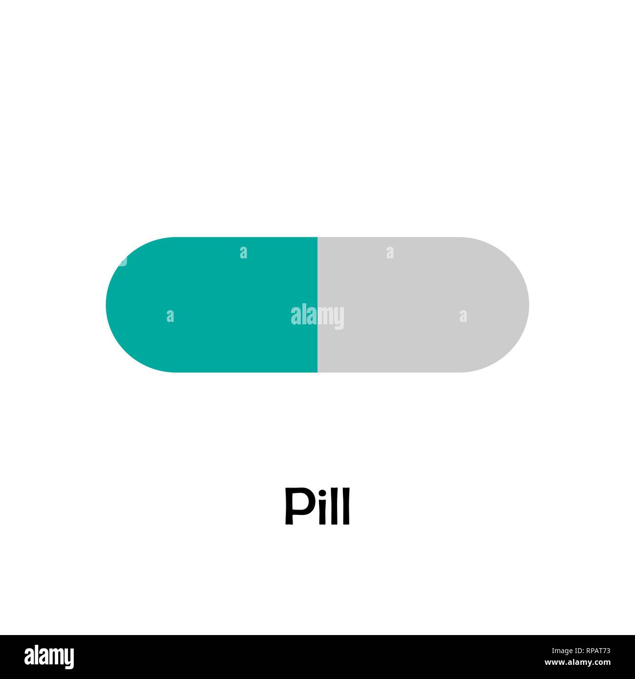 Pille im Comic-stil, Medical Card für Kinder, Vorschule Aktivität für Kinder, Vector Illustration Stock Vektor