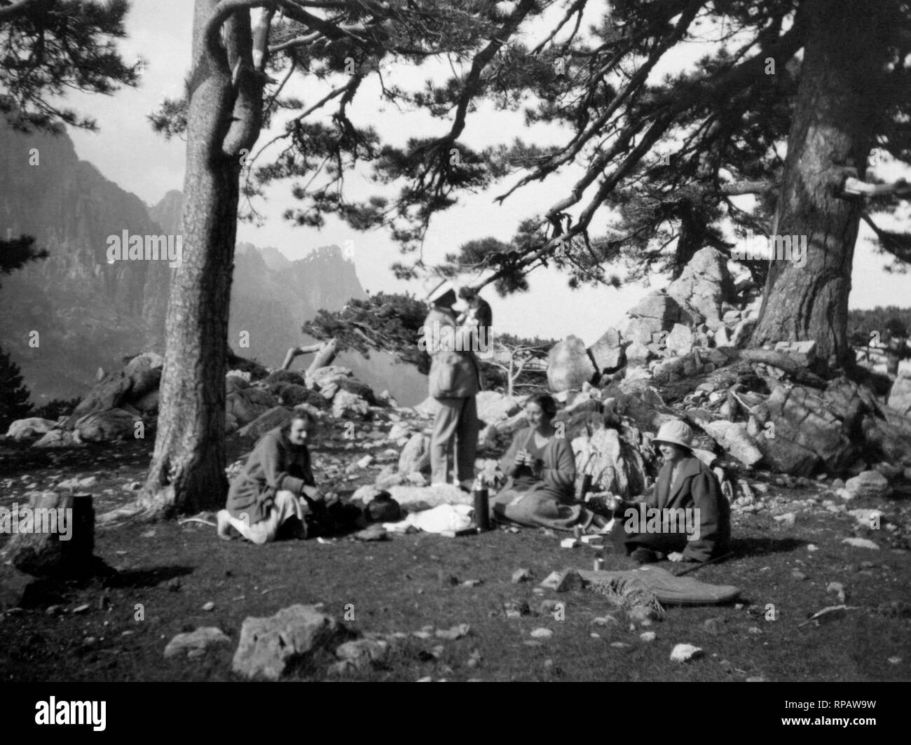 Picknick, Bavella, Korsika, Frankreich 1920 1930 Stockfoto