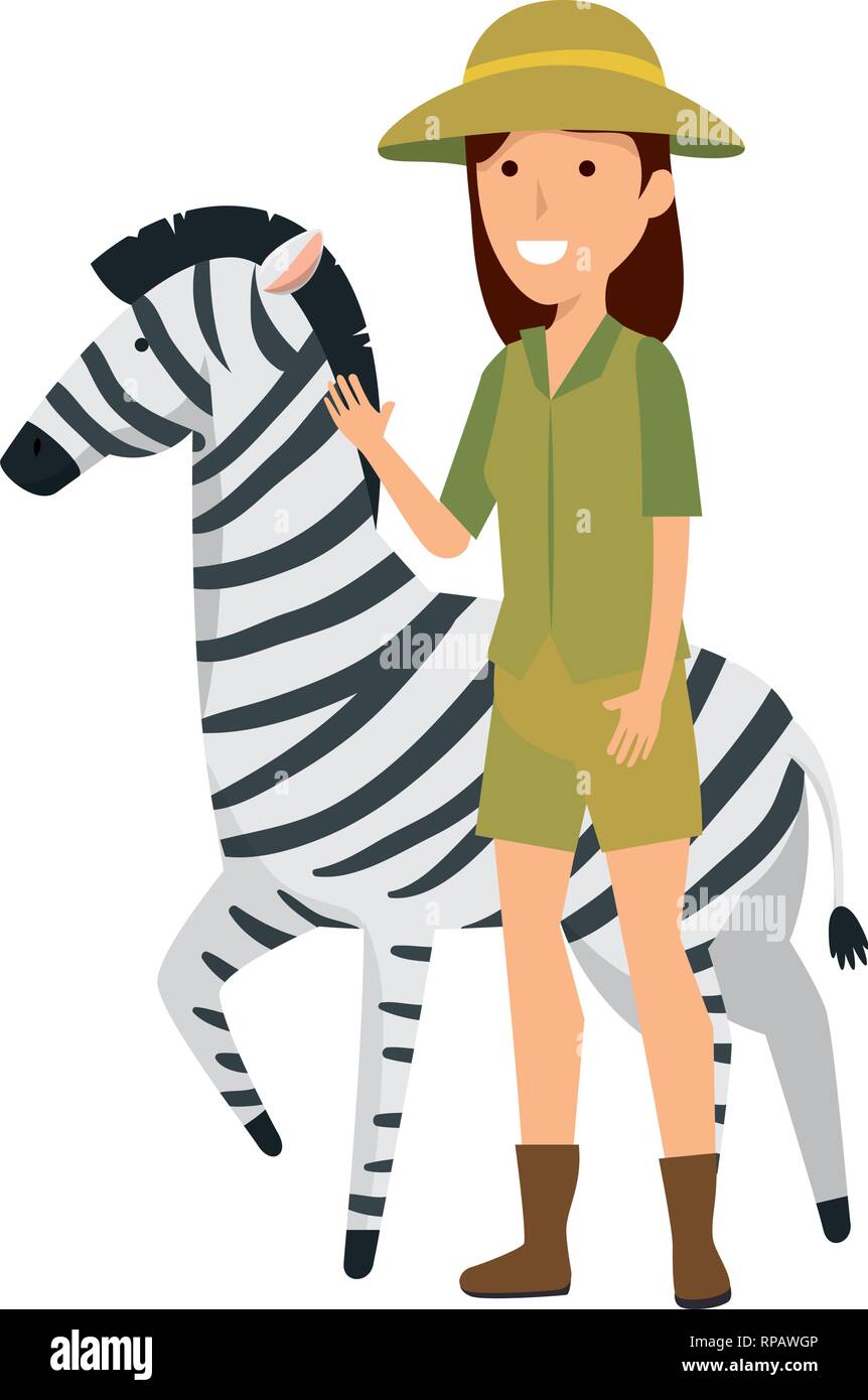 Arbeiterin der Zoo mit Zebra Vector Illustration Design Stock Vektor