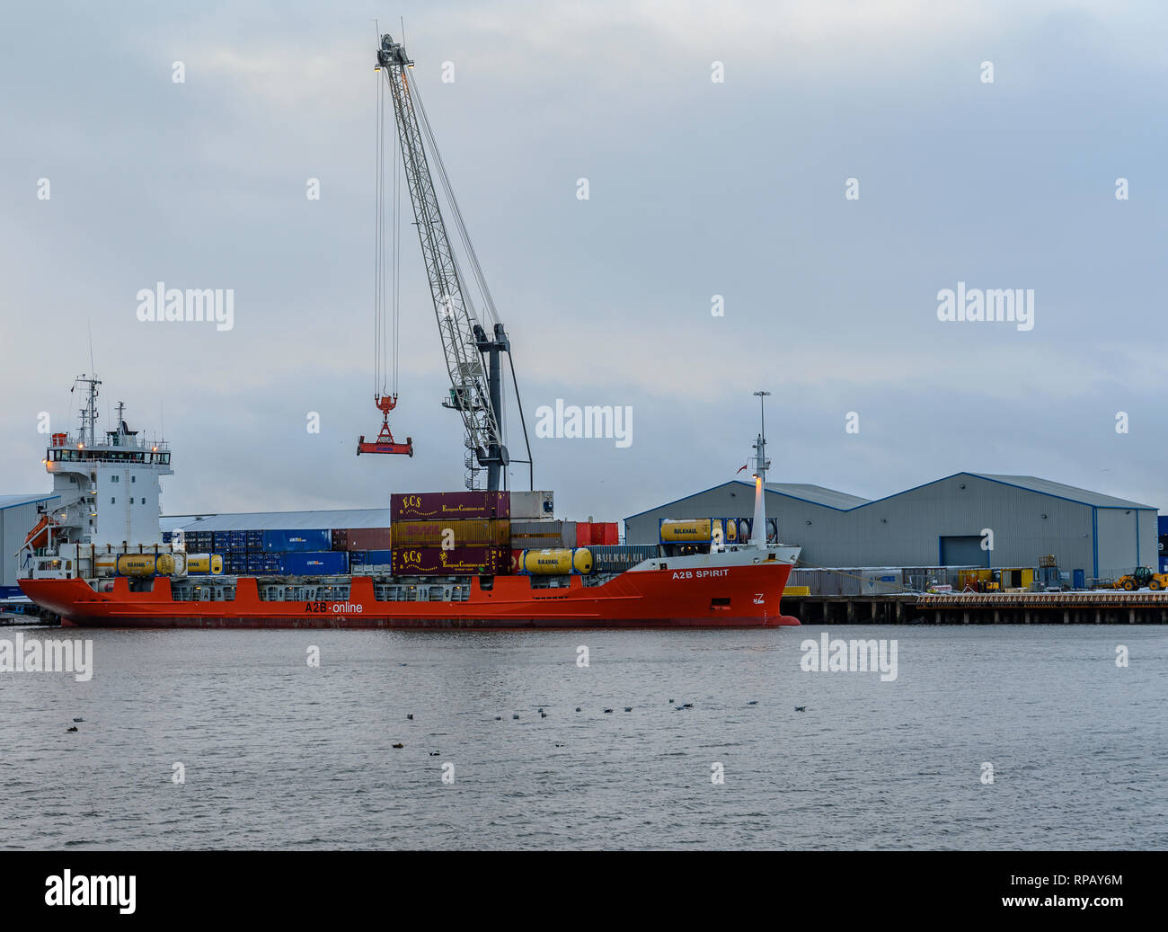 A2B Geist Frachtschiff, Blyth, Northumberland, Großbritannien Stockfoto