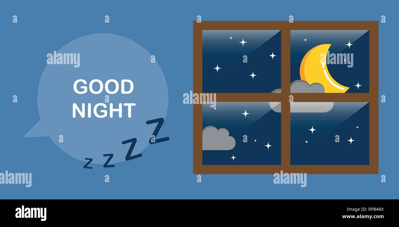 Gute Nacht Mond im Himmel Vektor-illustration EPS 10. Stock Vektor