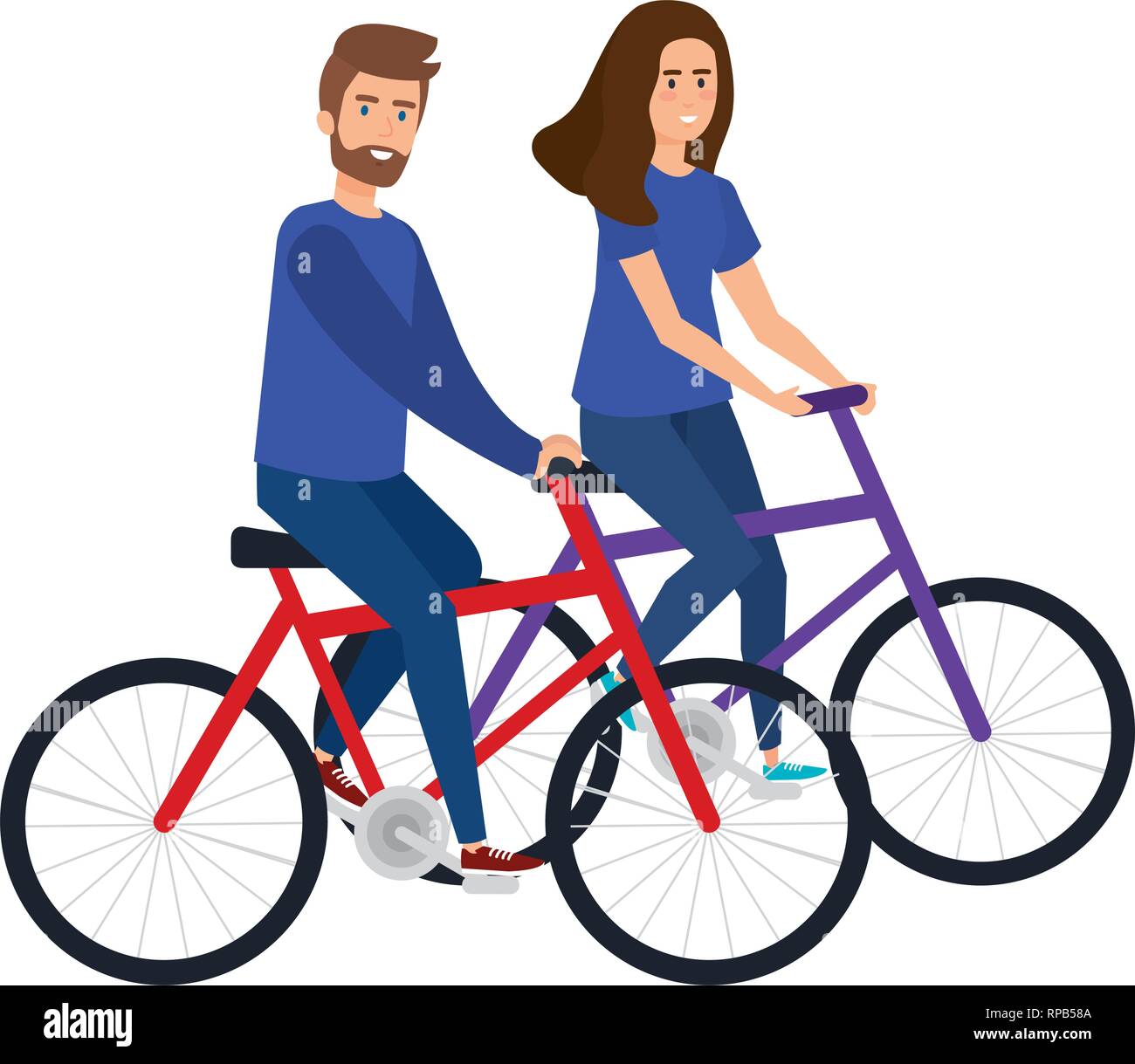 Paar Liebhaber im Fahrrad Vector Illustration Design Stock Vektor