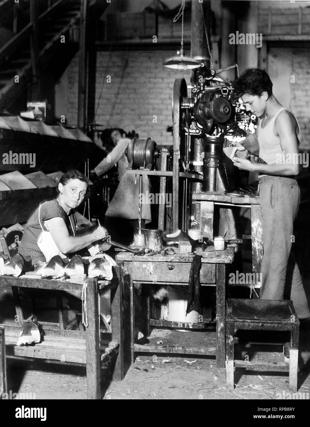 Schuhfabrik, vigevano, Lombardei, Italien 1956 Stockfoto