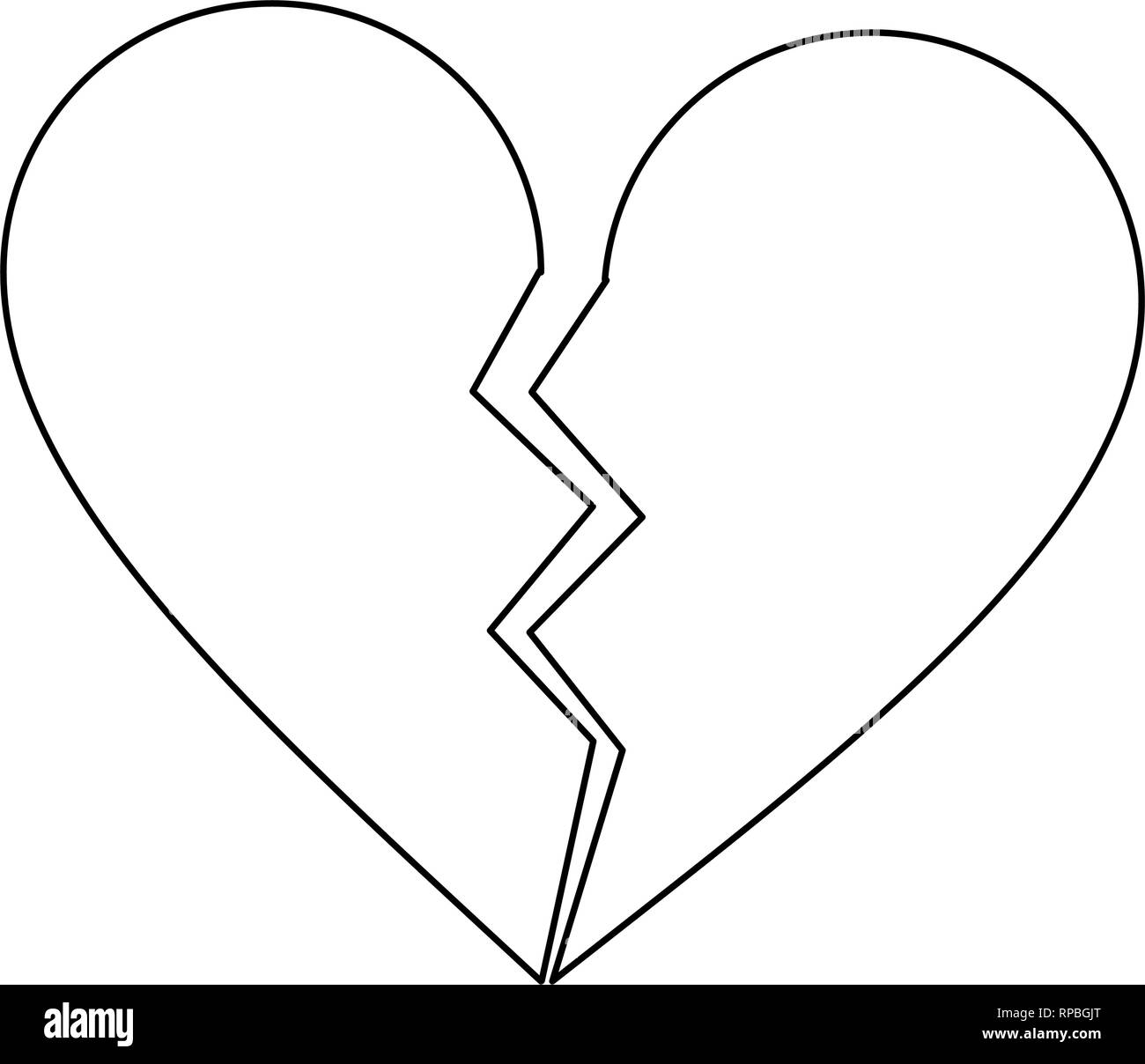 Liebe Gebrochenes Herz Symbol Schwarz Und Weiss Stock Vektorgrafik Alamy