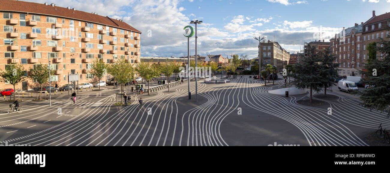 Superkilen Park in Kopenhagen, Dänemark. Stockfoto