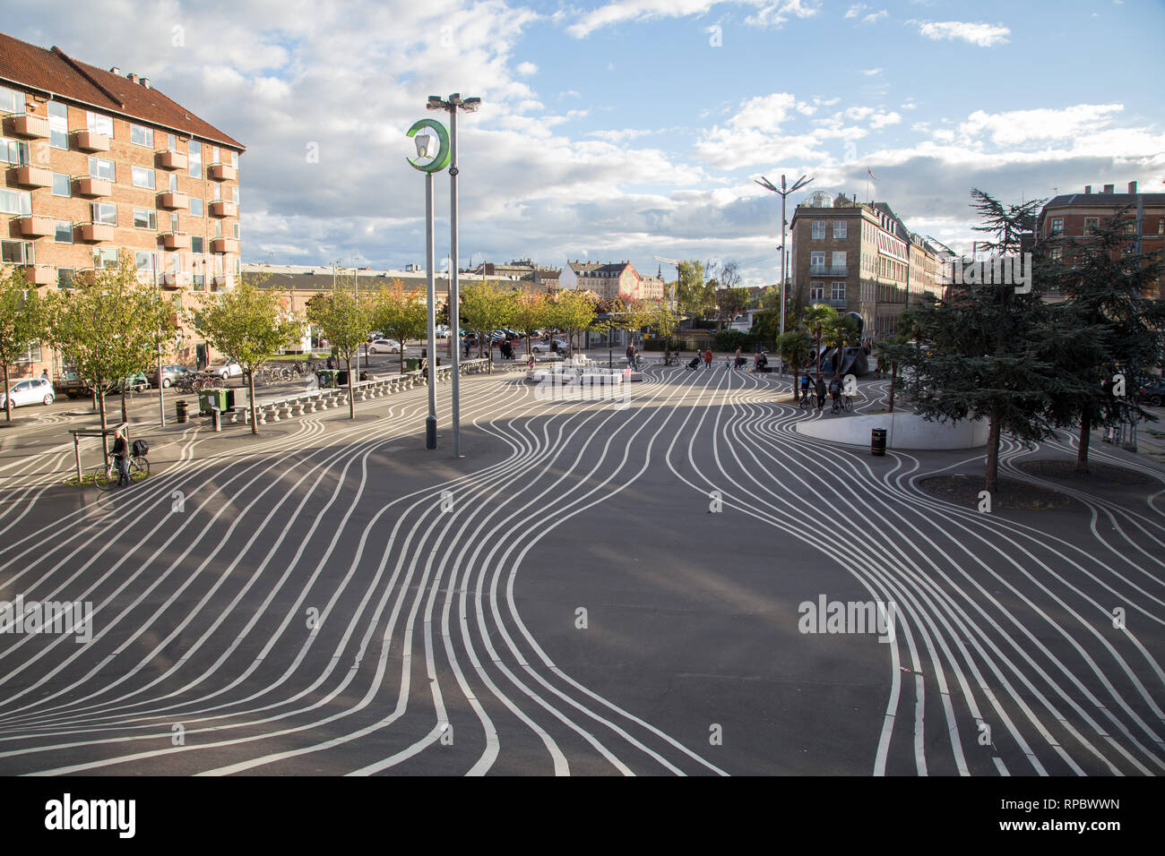 Superkilen Park in Kopenhagen, Dänemark. Stockfoto