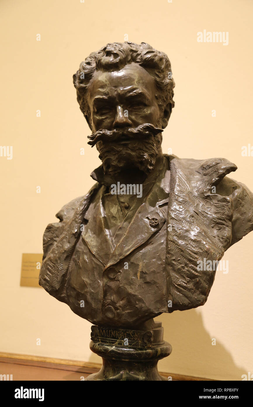 Büste des Malers Mihaly Munkacsy (1844-1900). Von Louis Ernest Barrias (1841-1905). Bronze, 1878. Stockfoto