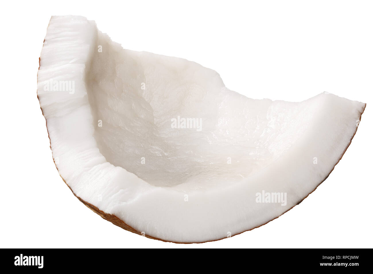 Stück Fleisch der Kokosnuss (Cocos nucifera ohne Schale Obst kernel), gebrochen, unregelmäßig geformte Stockfoto