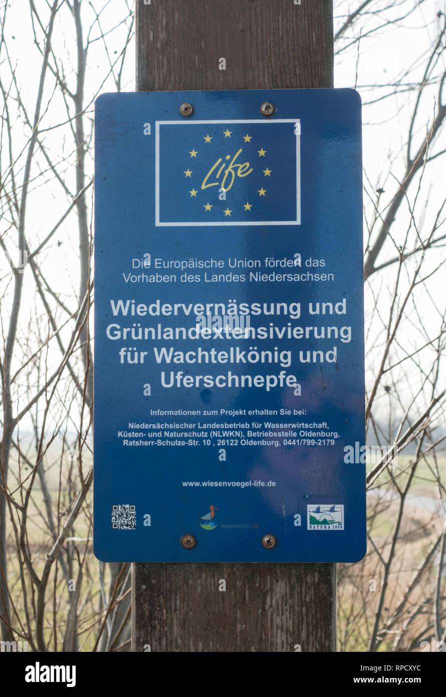 Europäische Union unterzeichnen, Ostfriesland. Niedersachsen. Deutschland. Stockfoto