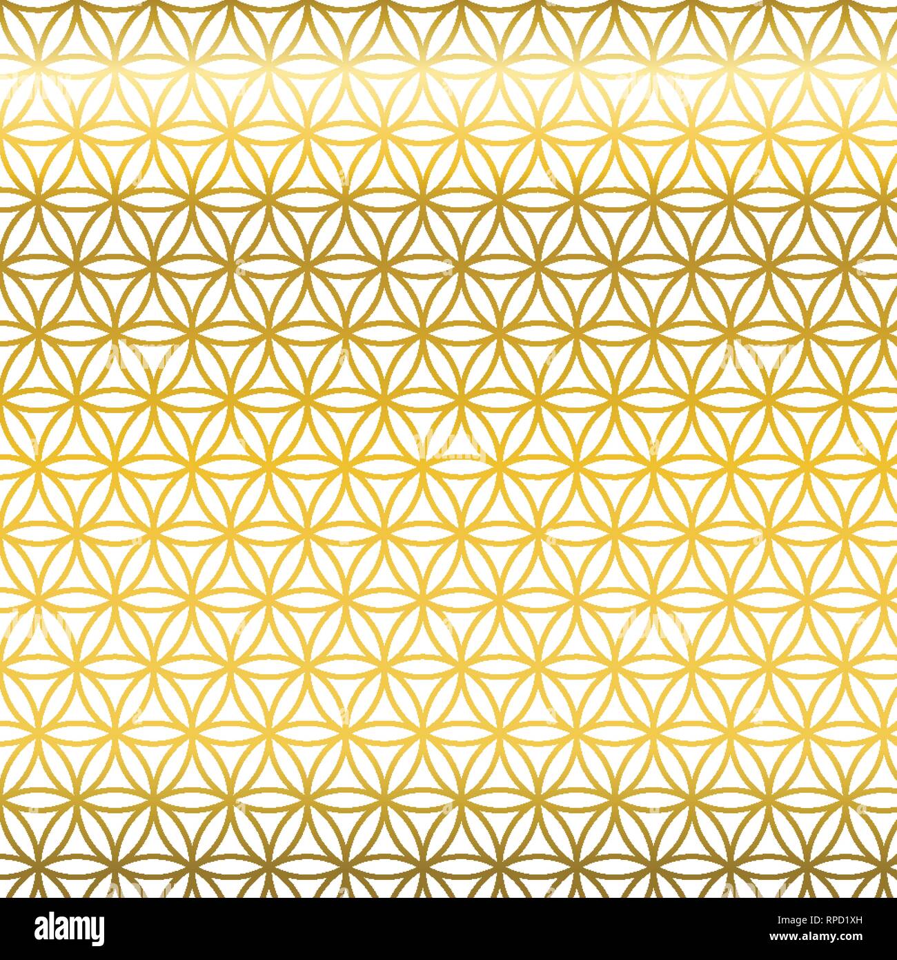 Heilige Geometrie golden gradient Blume des Lebens Textur. Geometrische Muster. Abstract vector überlappende Kreis ornament Abbildung. Stock Vektor