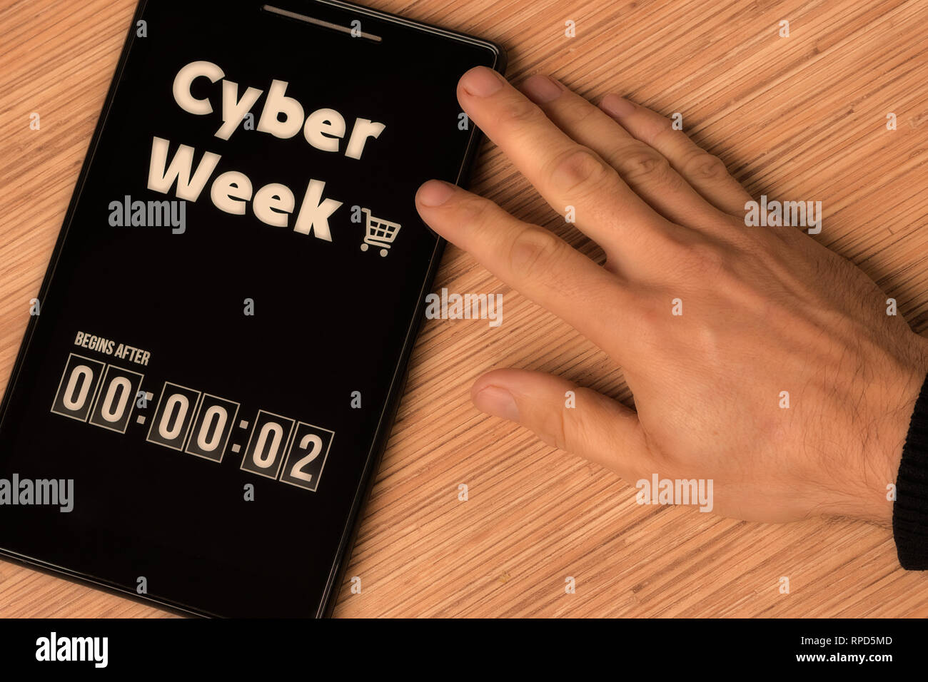 Cyber Woche beginnt nach Stockfoto