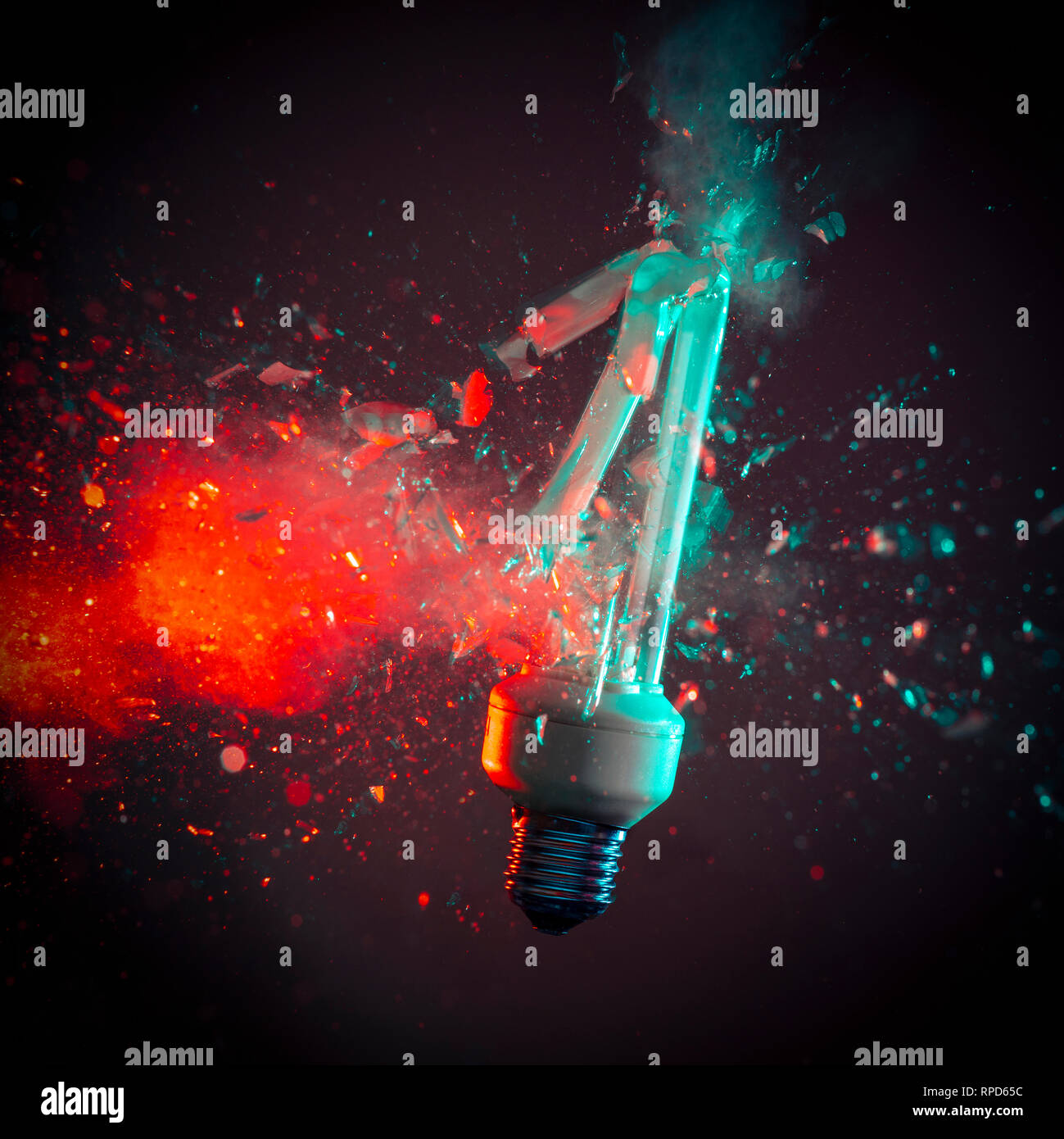 Nahaufnahme des beschädigten Glühbirne real Hig Speed Bild Stockfoto