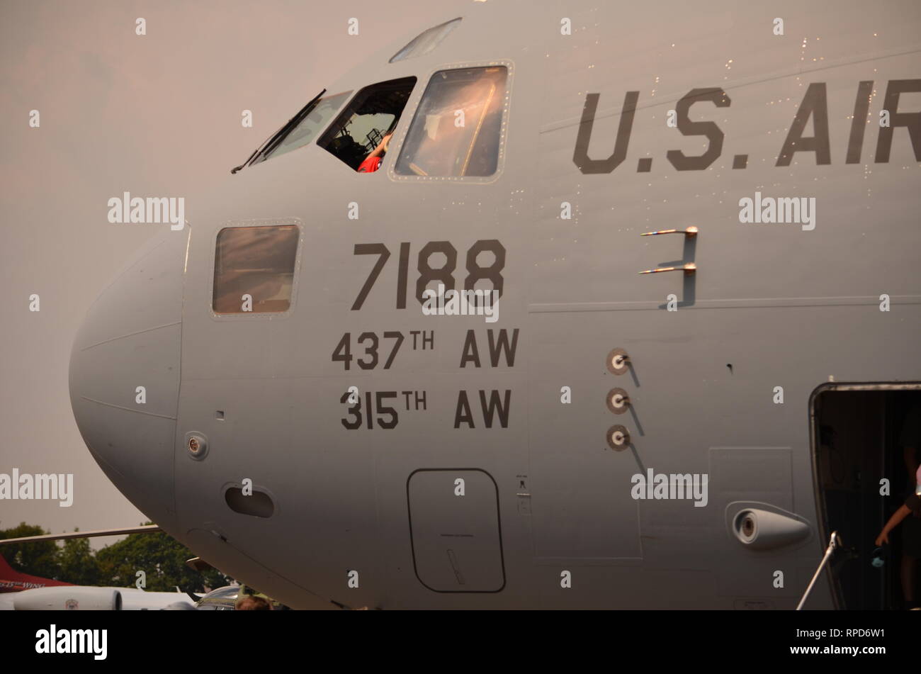 Boeing C-17 Globemaster, militärische Transportflugzeuge. Stockfoto
