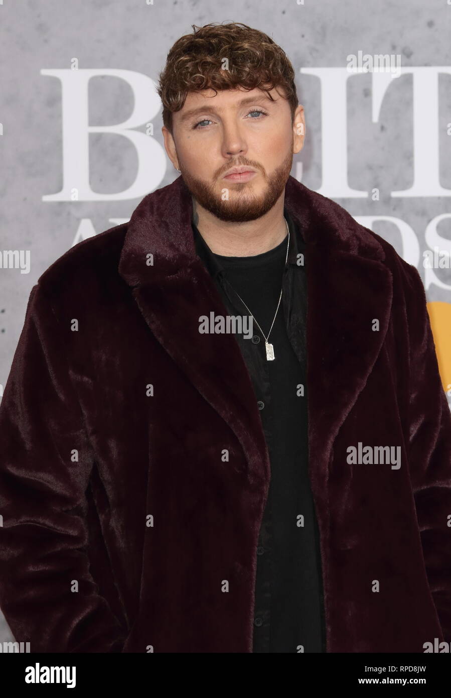 James Arthur auf dem roten Teppich bei den BRIT Awards 2019 in der O2, Halbinsel Square in London gesehen. Stockfoto