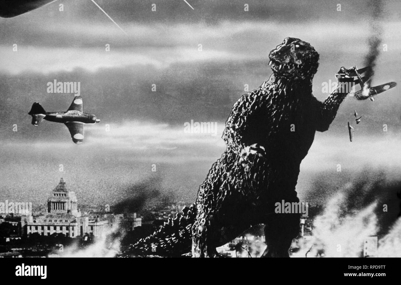 Flugzeuge ATTACK MONSTER, Godzilla, 1954 Stockfoto