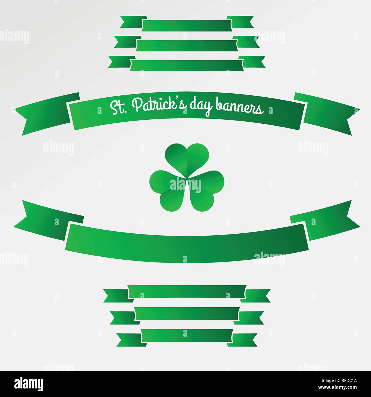 Grünen Klee Strahlensymbol und Banner. Happy patricks Tag flachbild Piktogramm Konzept. Trendy Symbol. Vector Illustration. Stock Vektor