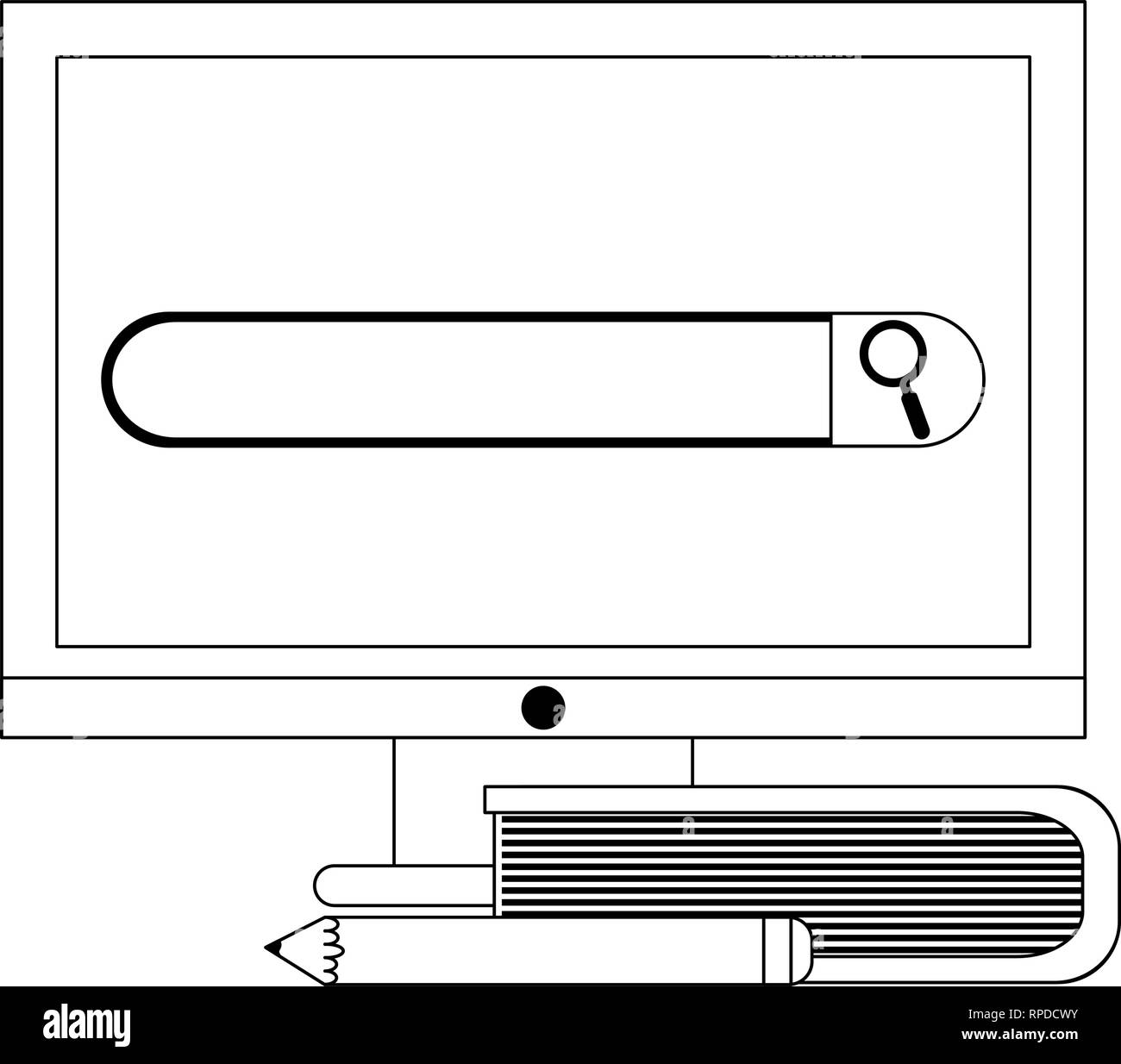 Elearning Bildung Konzept Schwarz und Weiß Stock Vektor