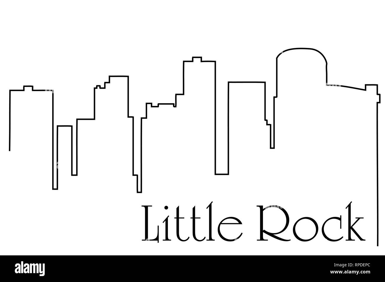 Little Rock City one line drawing Zusammenfassung Hintergrund mit Stadtbild Stock Vektor