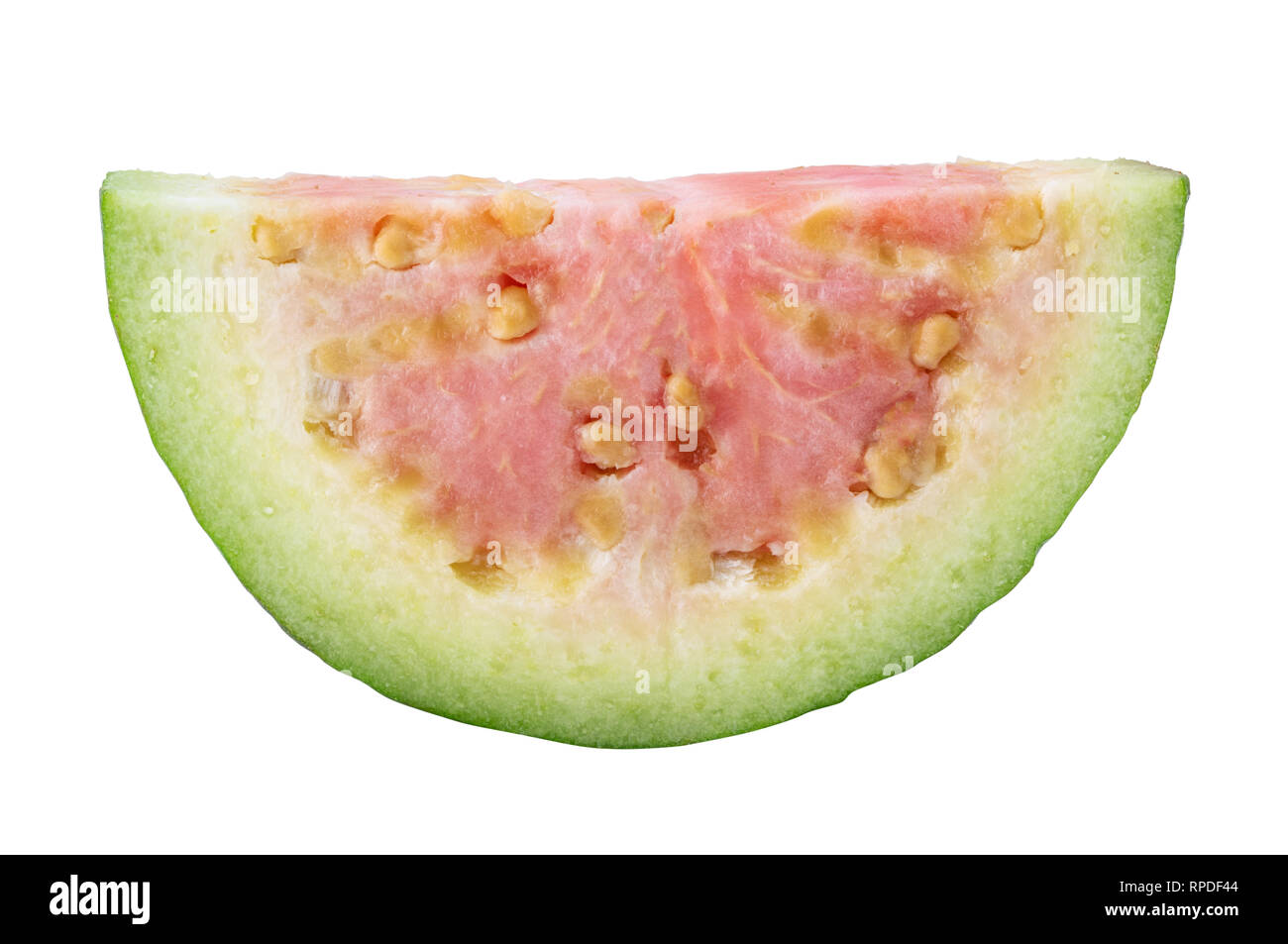 Guave isoliert auf weißem Hintergrund. Freistellungspfad Stockfoto